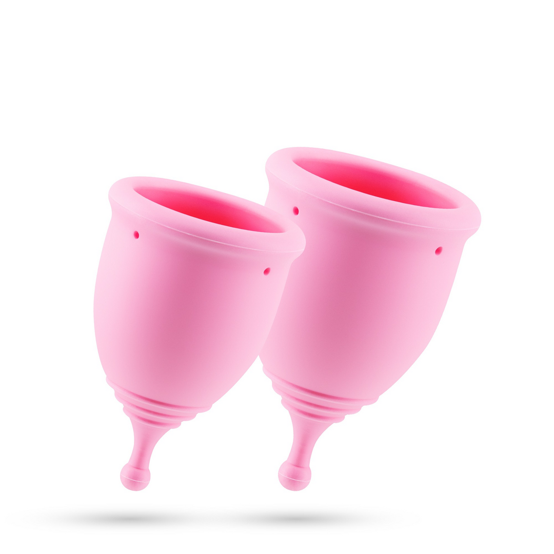 Minerva - Menstruatiecups met Zak en Speelgoedreiniger - S en L - Roze - Afbeelding 4
