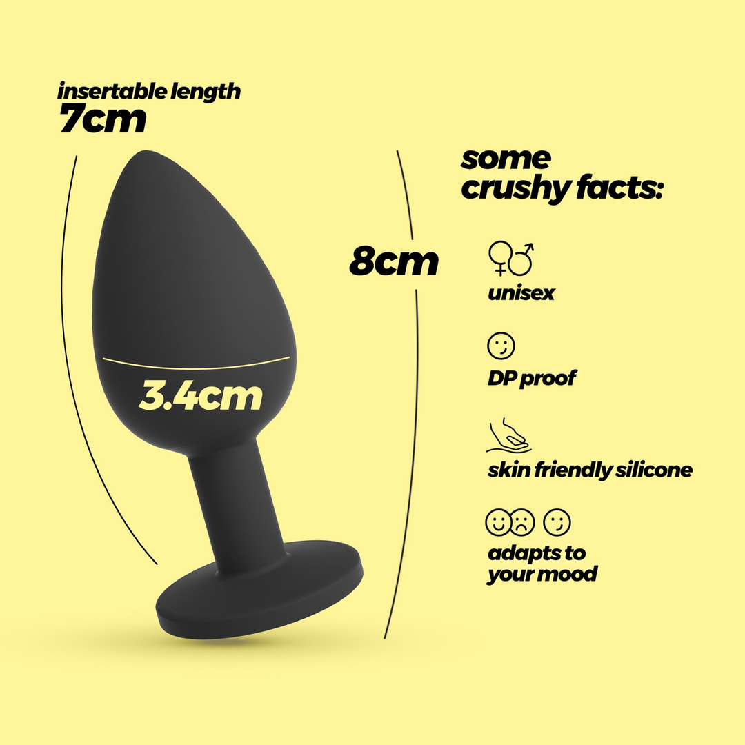 Camileo - Anale Plug met Vier Verwisselbare Edelstenen - Medium - Zwart - Afbeelding 6