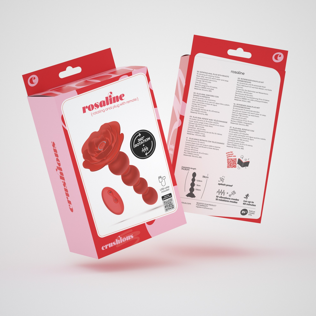 Rosaline - Draaibare Anale Rozenplug met Afstandsbediening - Rood - Afbeelding 2