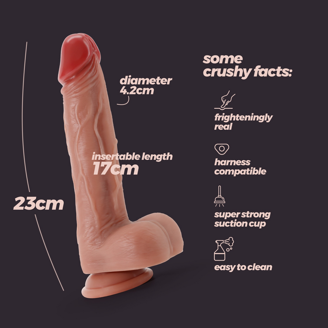 Inviktus - Vloeibare Silicoon Dildo - 9 / 23 cm - Vleeskleur - Afbeelding 7