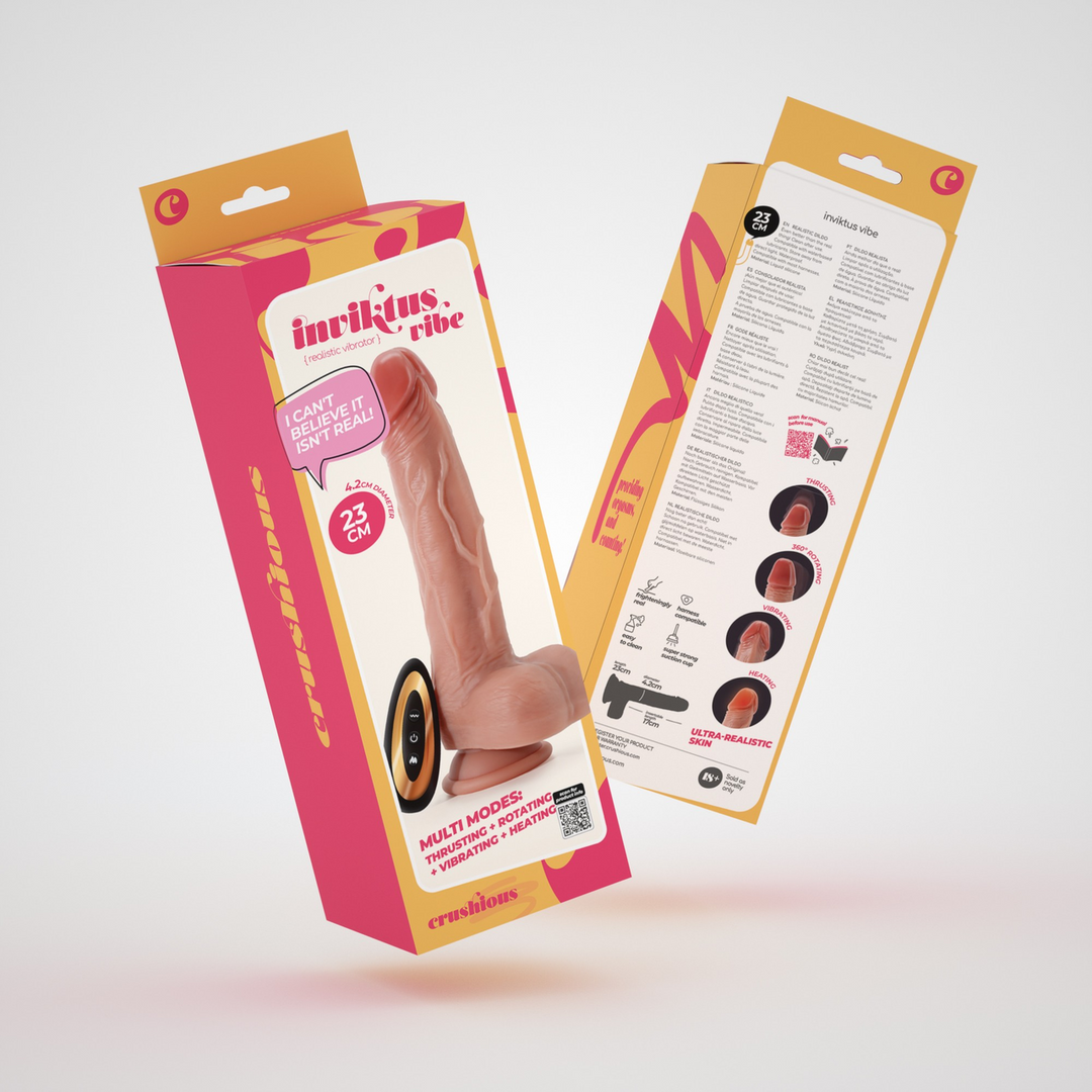 Inviktus Vibe - Vloeibare Siliconen Duwende Draaivibrator met Verwarming - 9 / 23 cm - Vleeskleur - Afbeelding 2