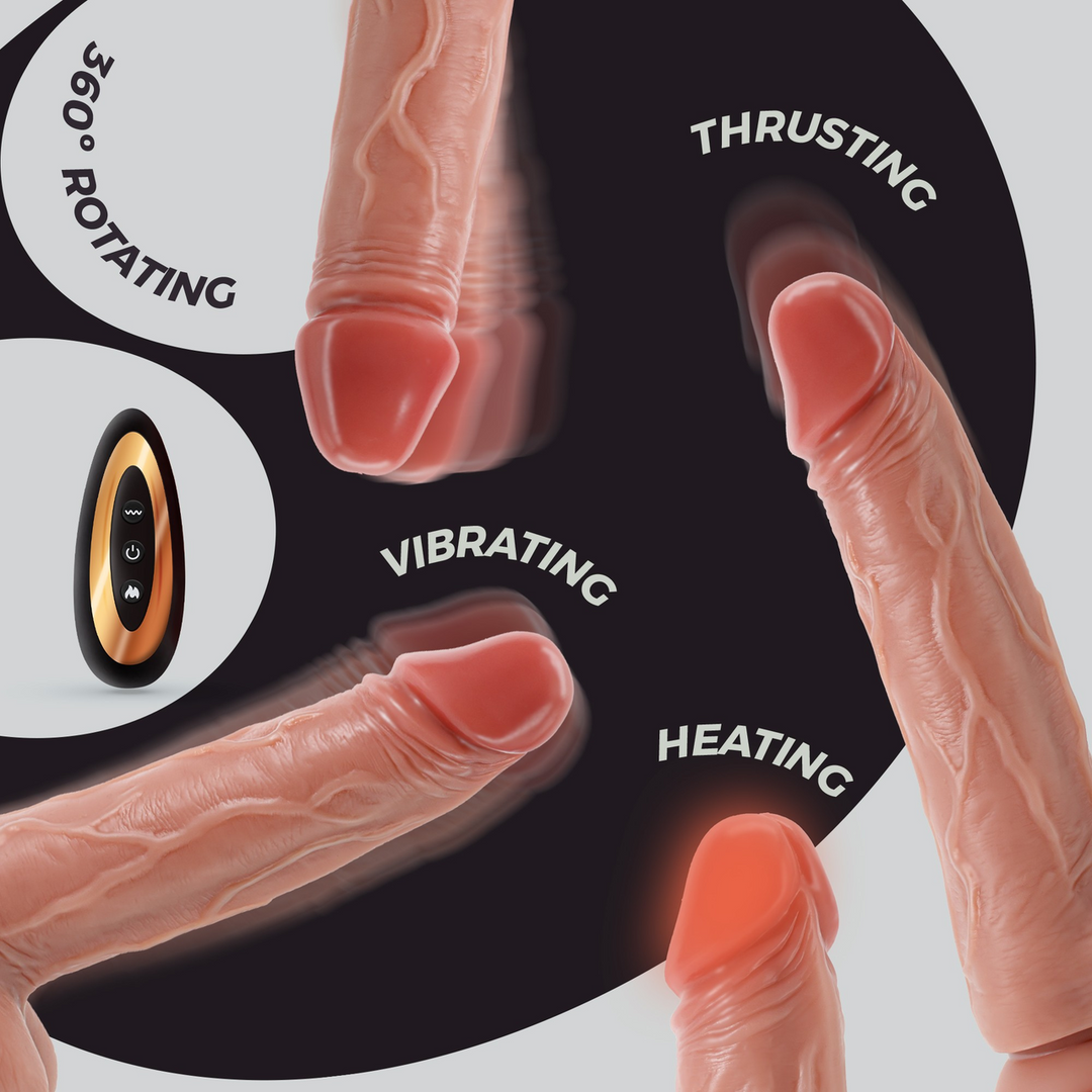 Inviktus Vibe - Vloeibare Siliconen Duwende Draaivibrator met Verwarming - 9 / 23 cm - Vleeskleur - Afbeelding 7