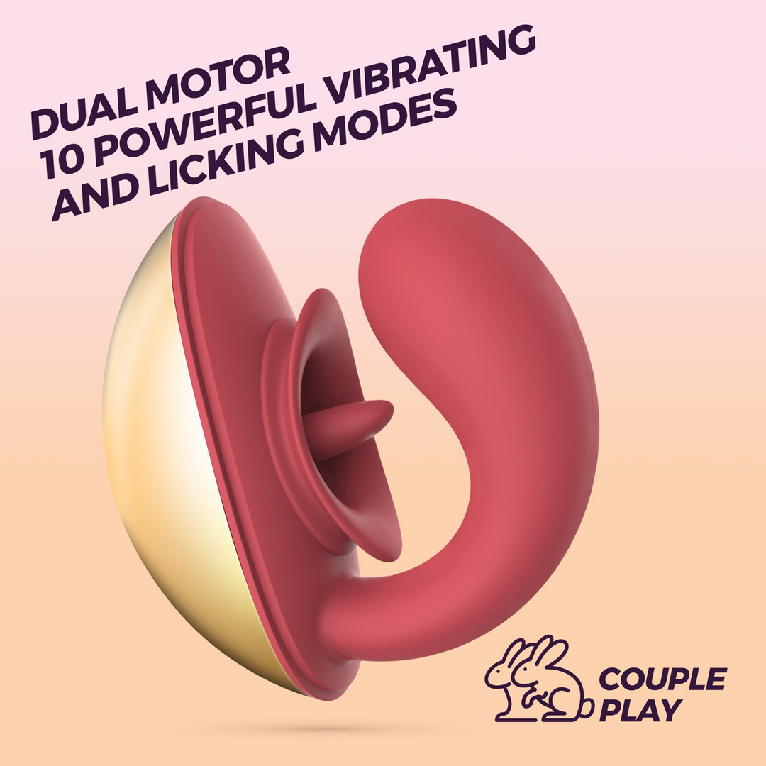 Arcane - Lickende Koppels Vibrator - Rood/Goud - Afbeelding 6