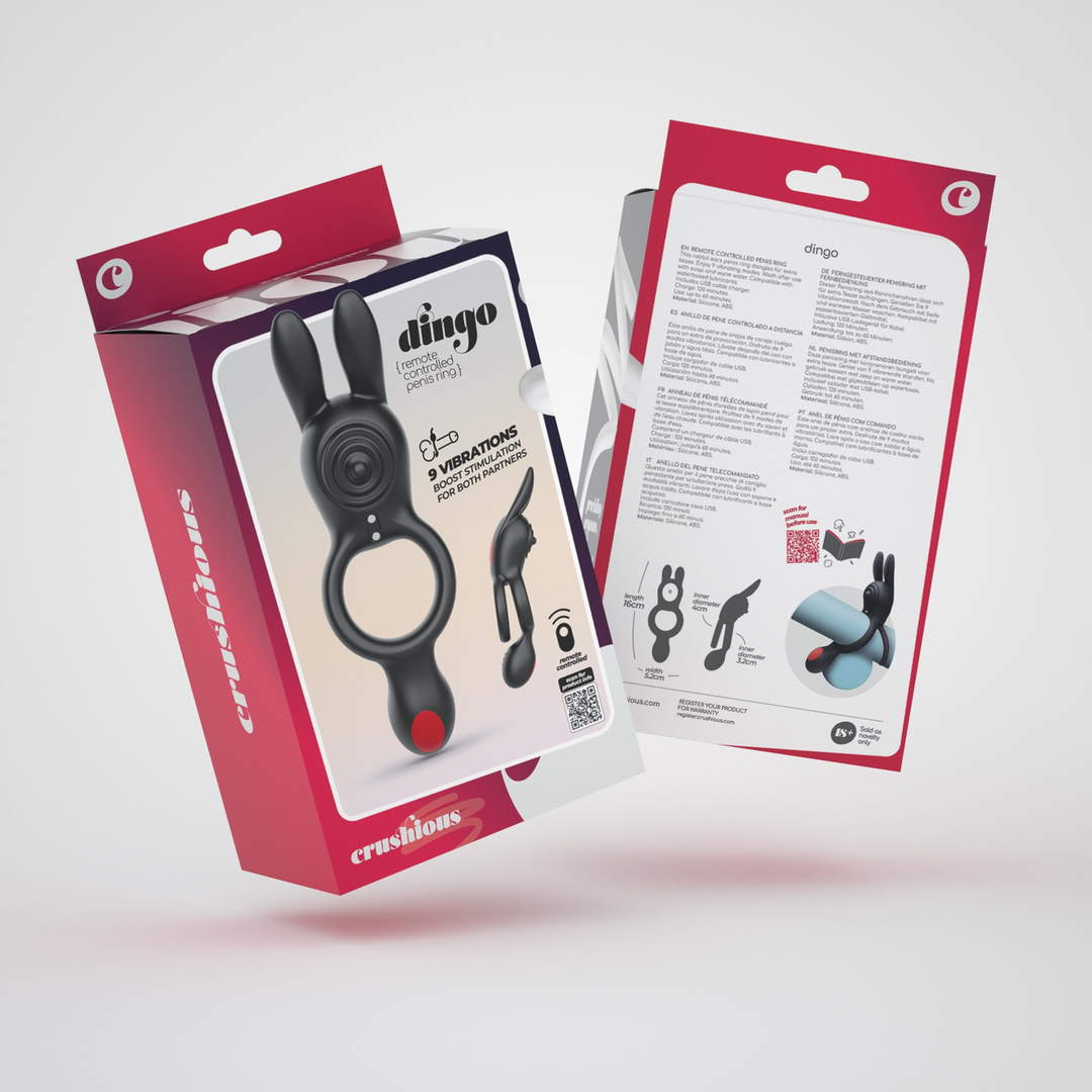 Dingo - Dubbele Vibrerende Cockring met Afstandsbediening - Zwart - Afbeelding 2