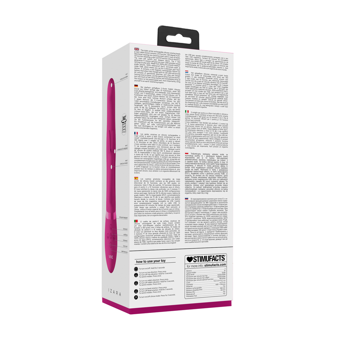 Izara - Draaiende Parels Konijnen Vibrator - Roze - Afbeelding 3