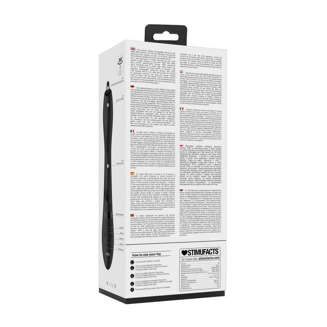 Nilo - Precisie Ronddraaiende G-spot Konijn - Zwart - Afbeelding 3
