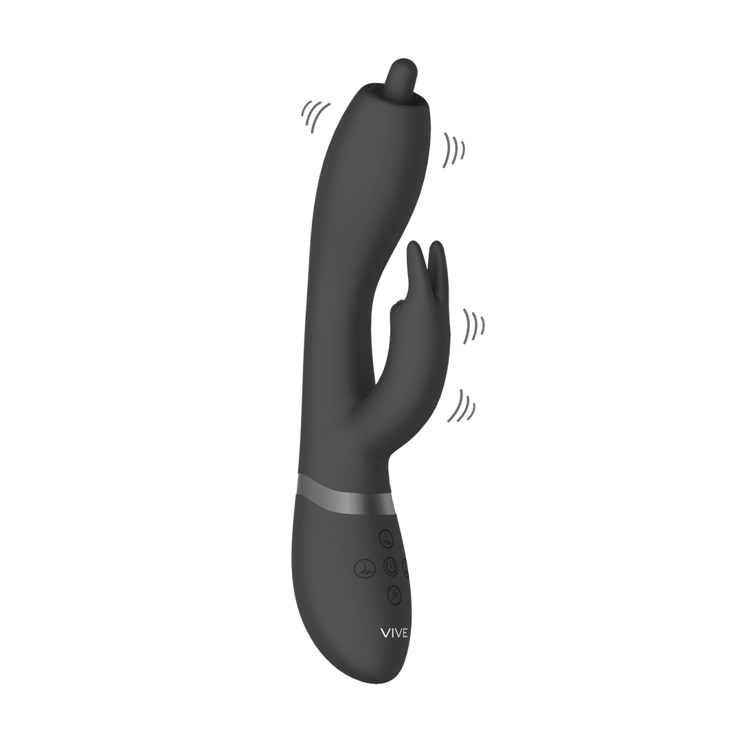 Nilo - Precisie Ronddraaiende G-spot Konijn - Zwart - Afbeelding 4