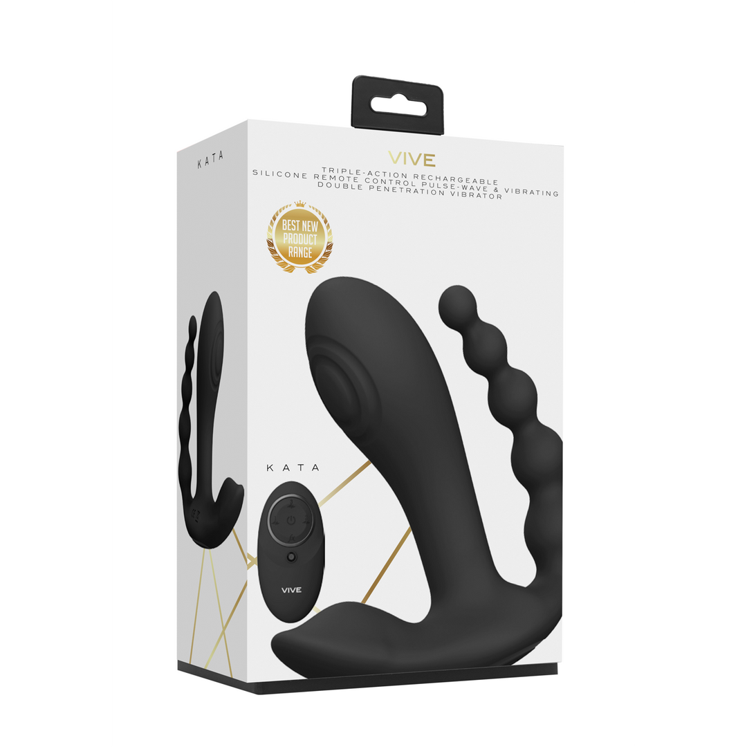 Kata - Pulse Wave Vibrerende Dubbele Penetratie Vibrator - Zwart - Afbeelding 2