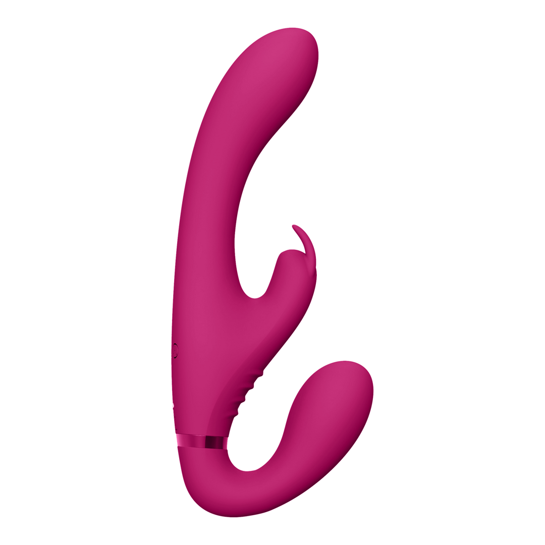 Suki - Vibrerende Strapless Strap-on Rabbit - Roze - Afbeelding 4