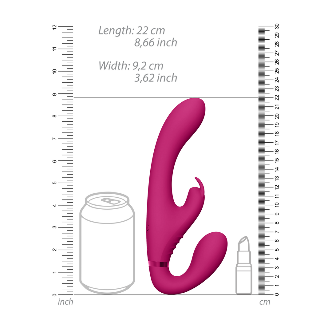 Suki - Vibrerende Strapless Strap-on Rabbit - Roze - Afbeelding 7