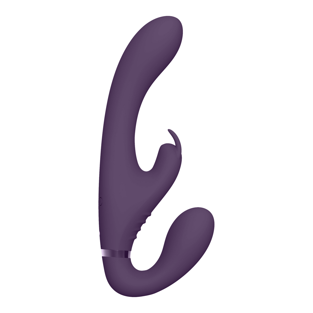 Suki - Vibrerende Strapless Strap-on Rabbit - Paars - Afbeelding 4