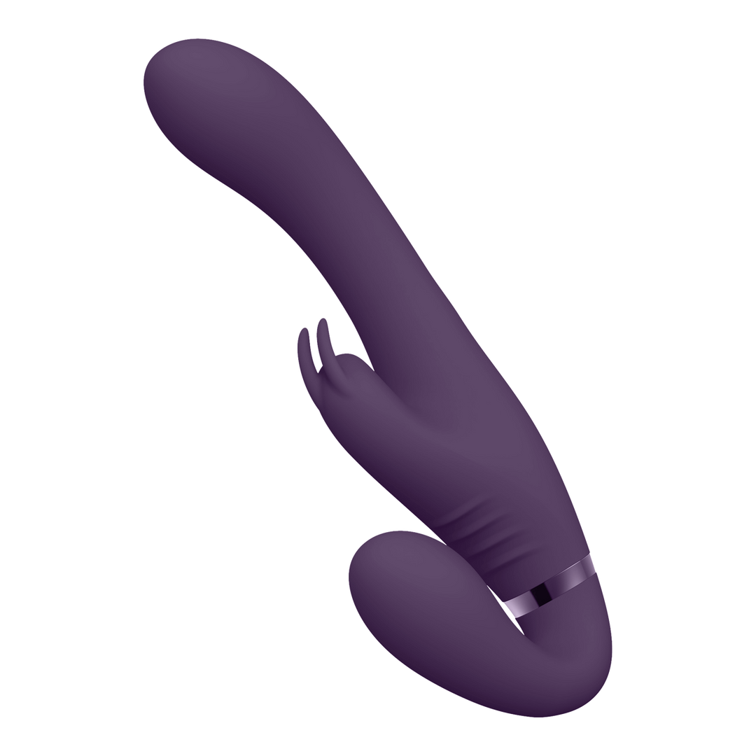 Suki - Vibrerende Strapless Strap-on Rabbit - Paars - Afbeelding 5