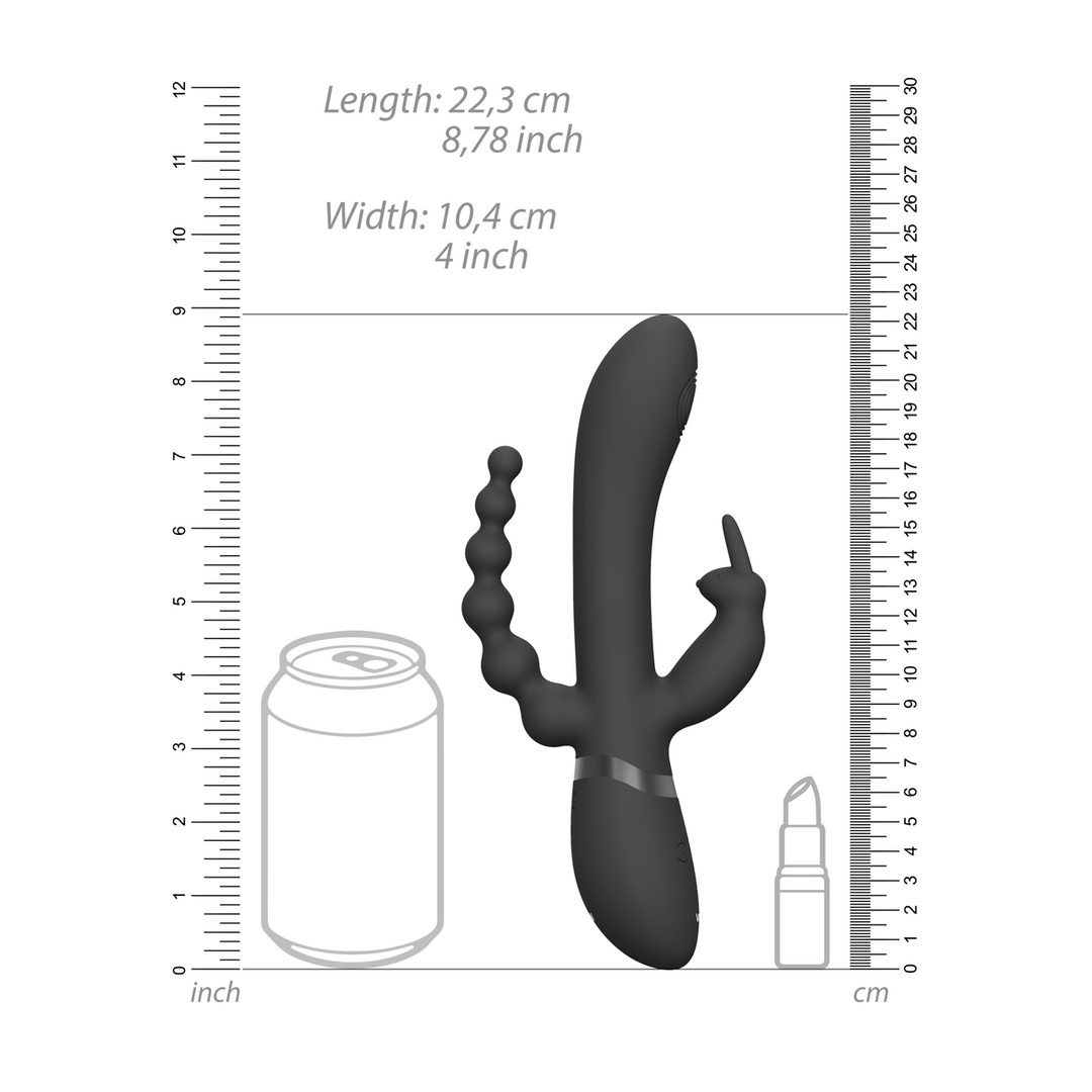 Rini - Pulse Wave Vibrerende Dubbele Penetratie Rabbit - Zwart - Afbeelding 7