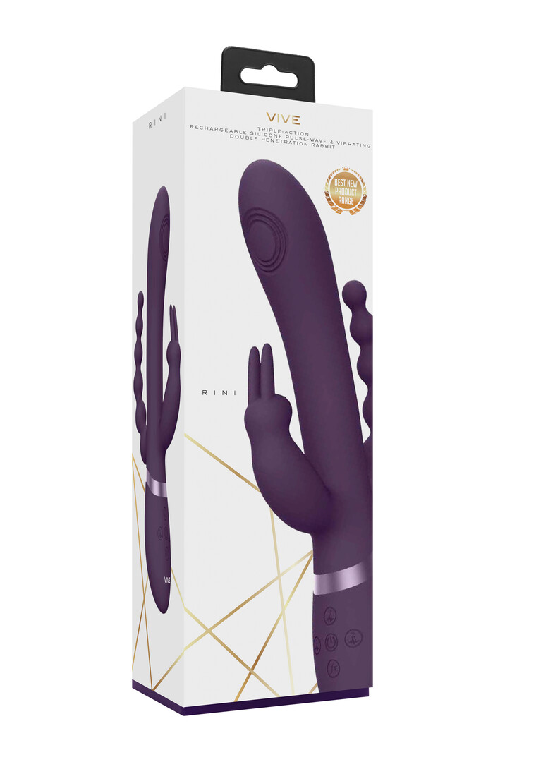 Rini - Pulse Wave Vibrating Double Penetration Rabbit - Paars - Afbeelding 2