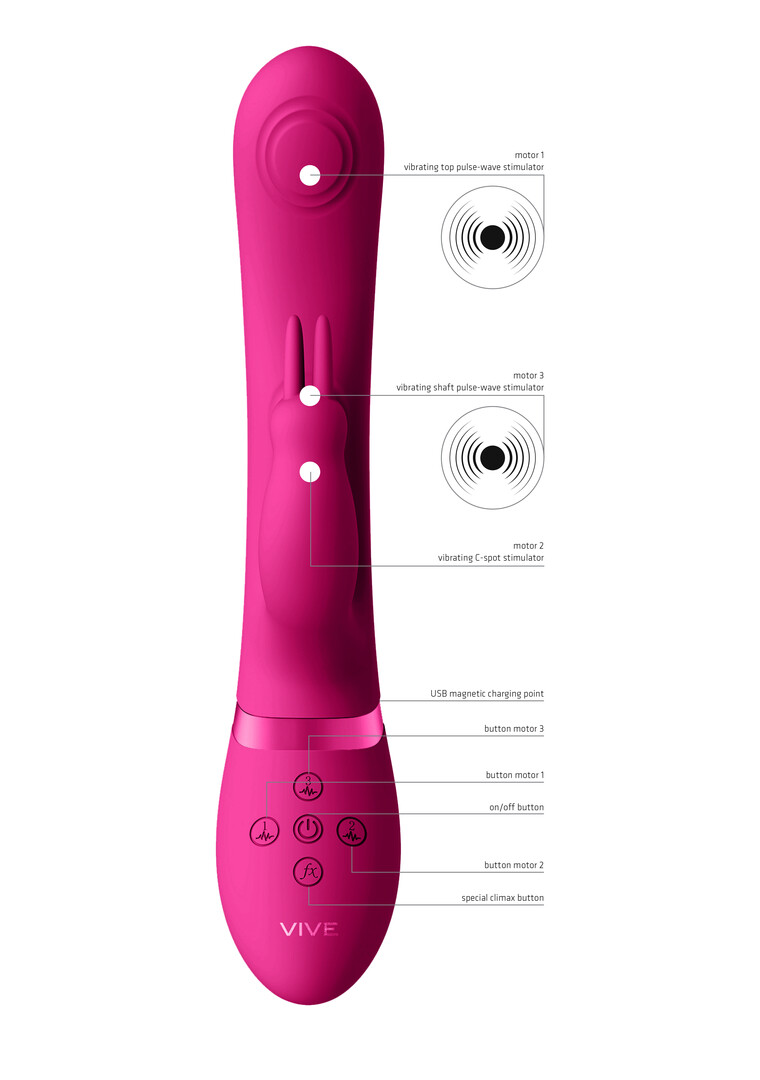 Mei - Dual Pulse-Wave Vibrating C-spot G-Spot Rabbit - Roze - Afbeelding 6