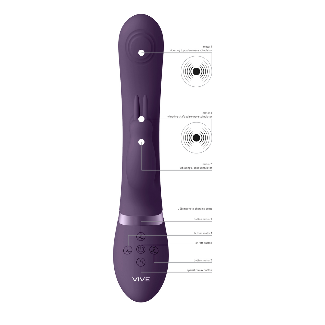 May - Dual Pulse-Wave Vibrating C-spot G-Spot Rabbit - Paars - Afbeelding 6