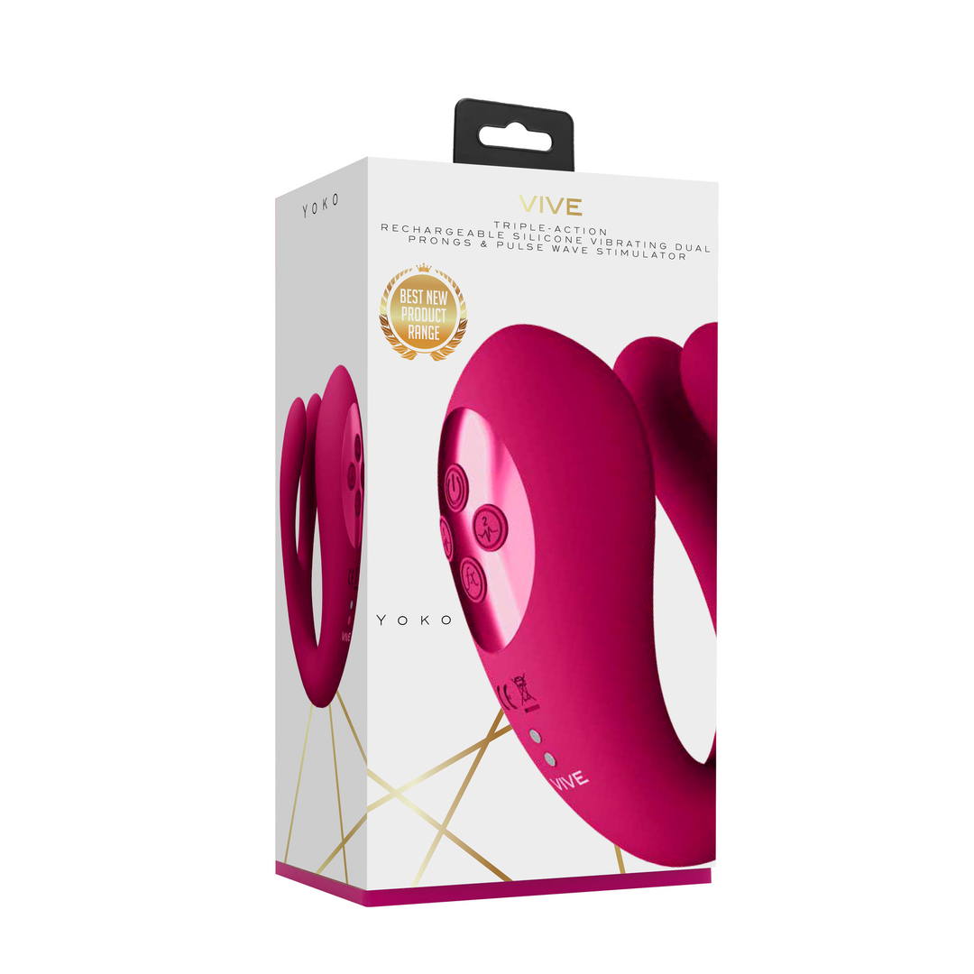 Yoko - Triple Action Vibrator Dual Prongs met Clitorale Pulsatiegolf - Afbeelding 2