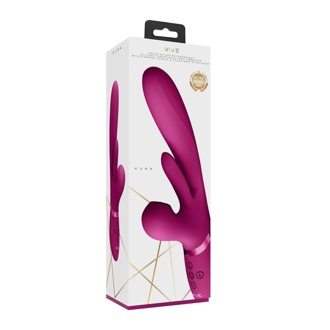 Kura - Duwende G-Spot Vibrator met Flapper Tong en Pulse Wave Stimulator - Roze - Afbeelding 2