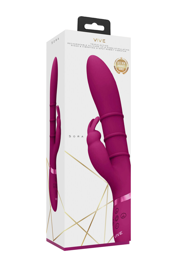 Sora - Up Down Stimulerende Ringen, Vibrerende G-Spot Rabbit - Roze - Afbeelding 2