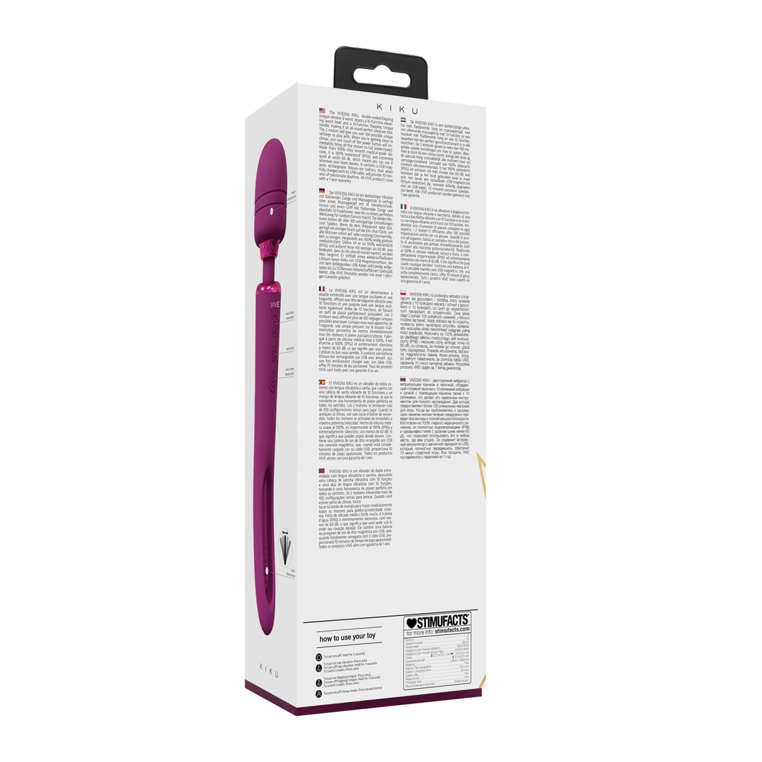 Kiku - Dubbelzijdige Wand met Innovatieve G-Spot Flapper Stimulator - Roze - Afbeelding 3
