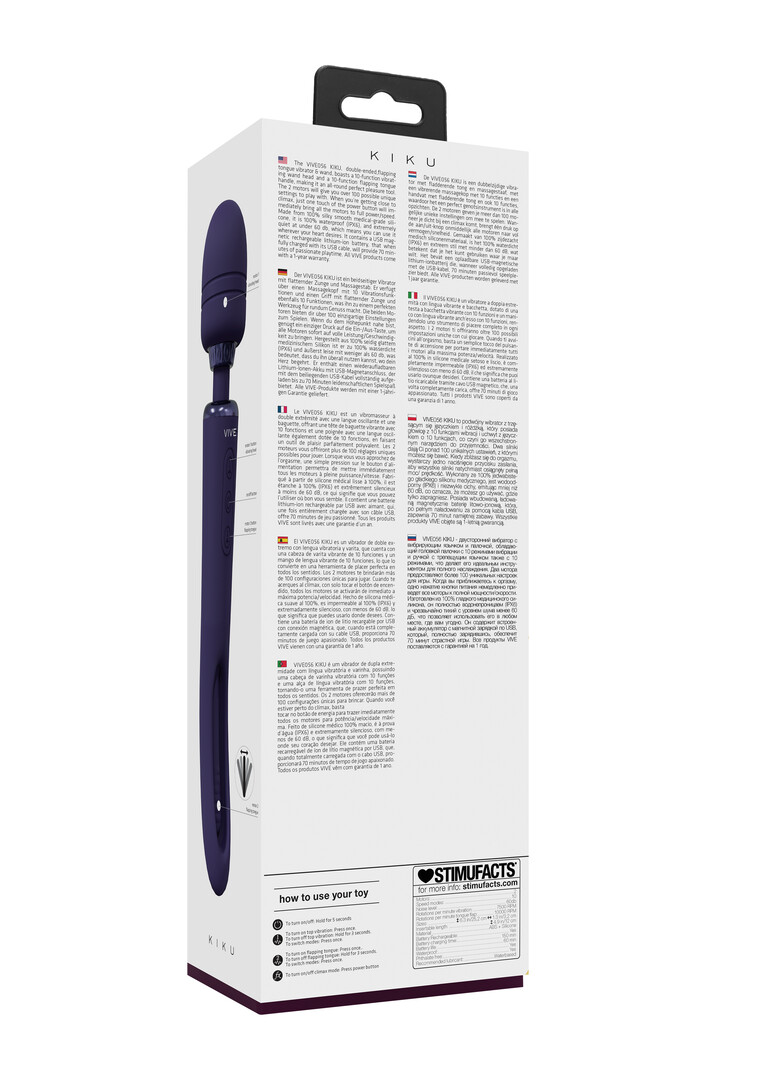 Kiku - Dubbelzijdige Wand met Innovatieve G-Spot Flapper Stimulator - Paars - Afbeelding 3