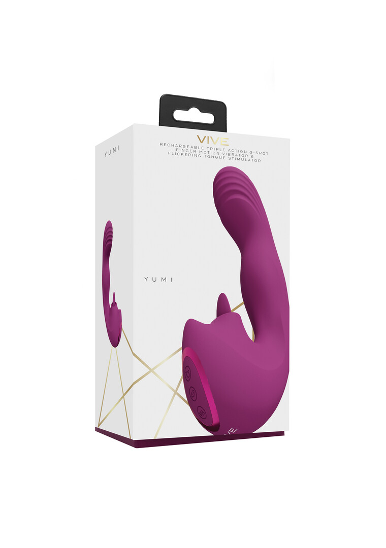 Yumi - Triple Motor G-Spot Vinger Beweging Vibrator en Flickering Tongue Stimulator - Roze - Afbeelding 2
