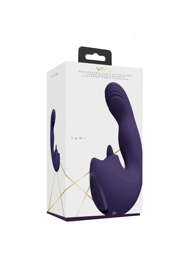 Yumi - Triple Motor G-Spot Vingerbeweging Vibrator en Flickerende Tong Stimulator - Paars - Afbeelding 2