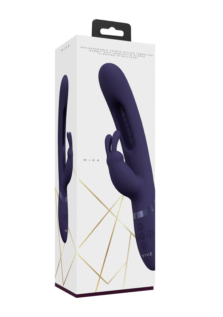 Mika - Triple Motor - Vibrerende Rabbit met Innovatieve G-Spot Flapper Stimulator - Paars - Afbeelding 2