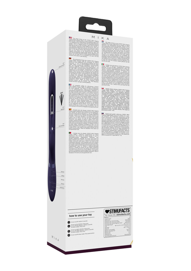Mika - Triple Motor - Vibrerende Rabbit met Innovatieve G-Spot Flapper Stimulator - Paars - Afbeelding 3