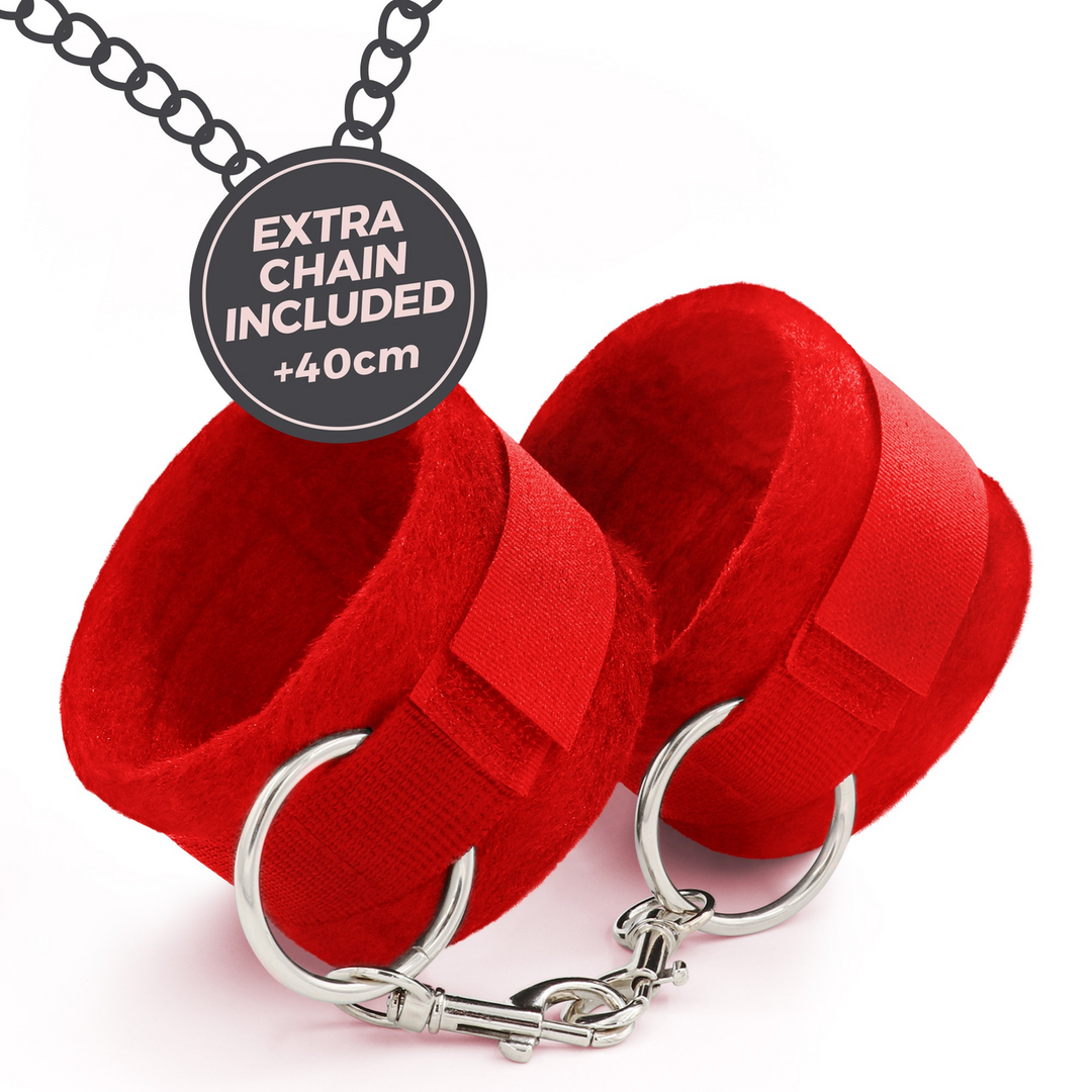 Me Lo Como - Velcro Handcuffs Set with Blindfold and Strawberry Lubricant - 1.7 fl oz / 50 ml - Red - Afbeelding 6