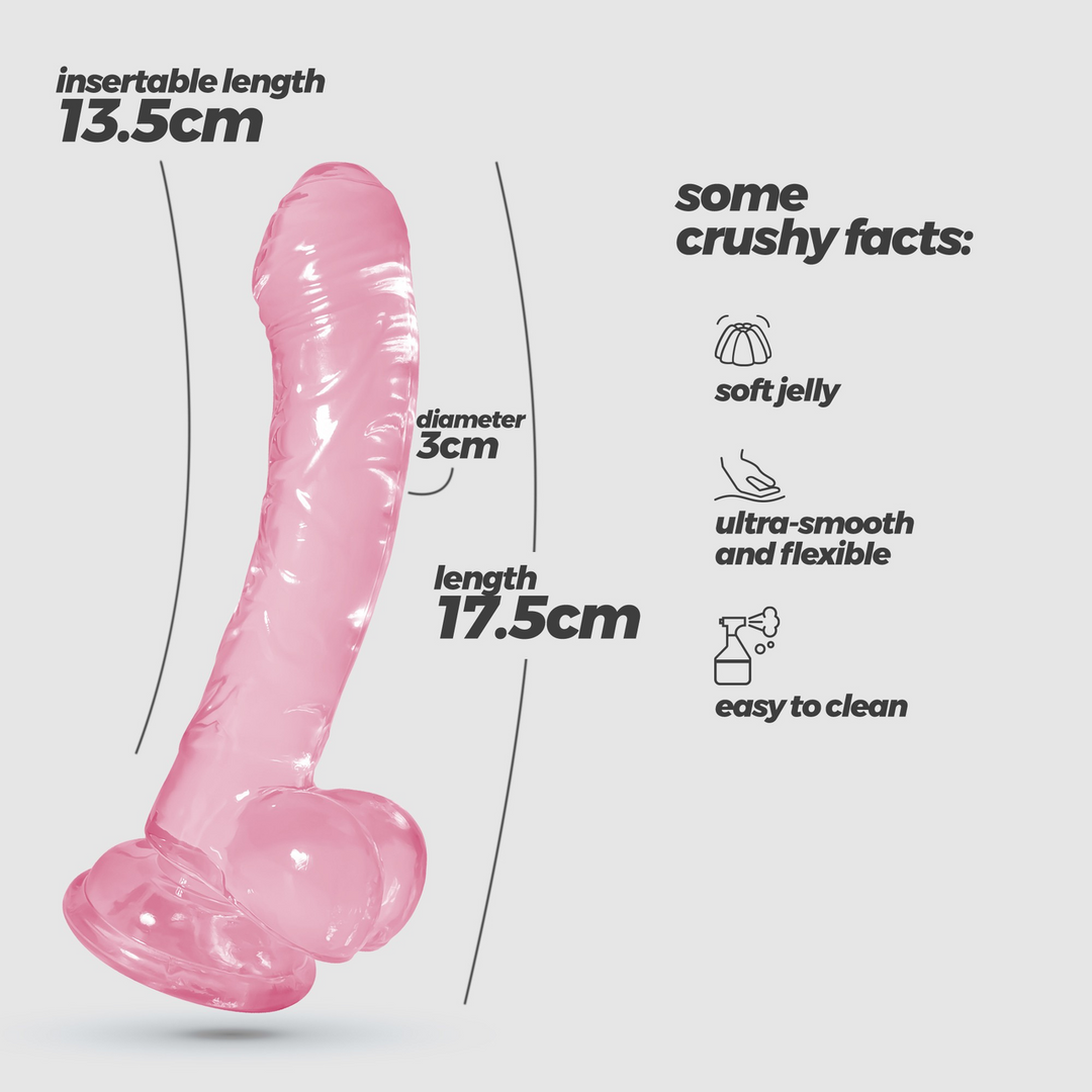 Hudini - Jelly Flexibele Anale Dildo - 6,9/ 17,5 cm - Roze - Afbeelding 6