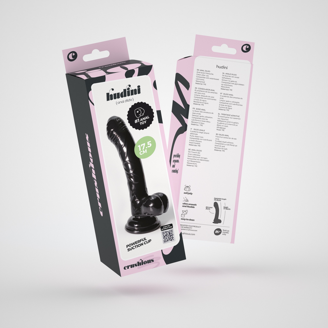 Hudini - Jelly Flexibele Anale Dildo - 6,9/ 17,5 cm - Zwart - Afbeelding 2