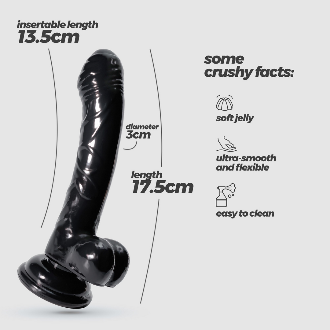 Hudini - Jelly Flexibele Anale Dildo - 6,9/ 17,5 cm - Zwart - Afbeelding 7
