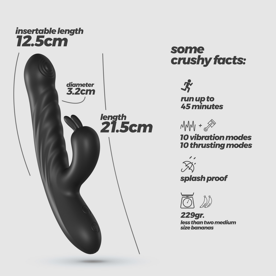 Lapin - Duwende Konijnen Vibrator - Zwart - Afbeelding 6