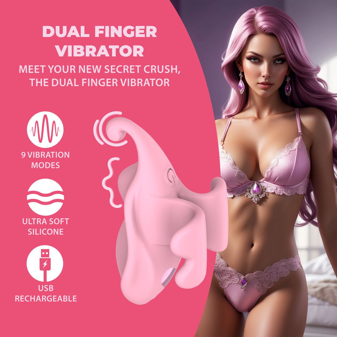 Vinger Dubbele Vibrator - Roze - Afbeelding 7
