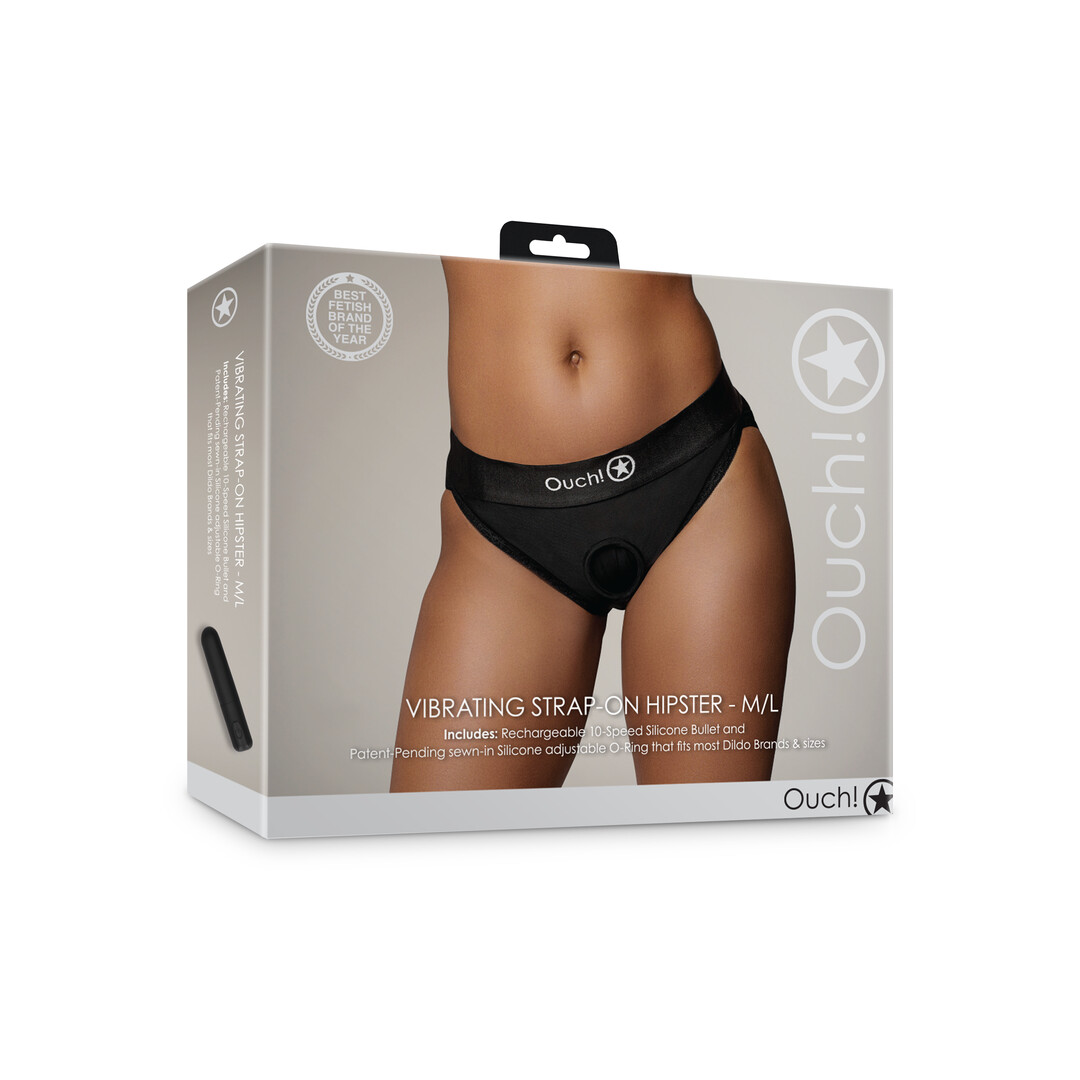 Vibrerende Strap-on Hipster - M/L - Zwart - Afbeelding 2