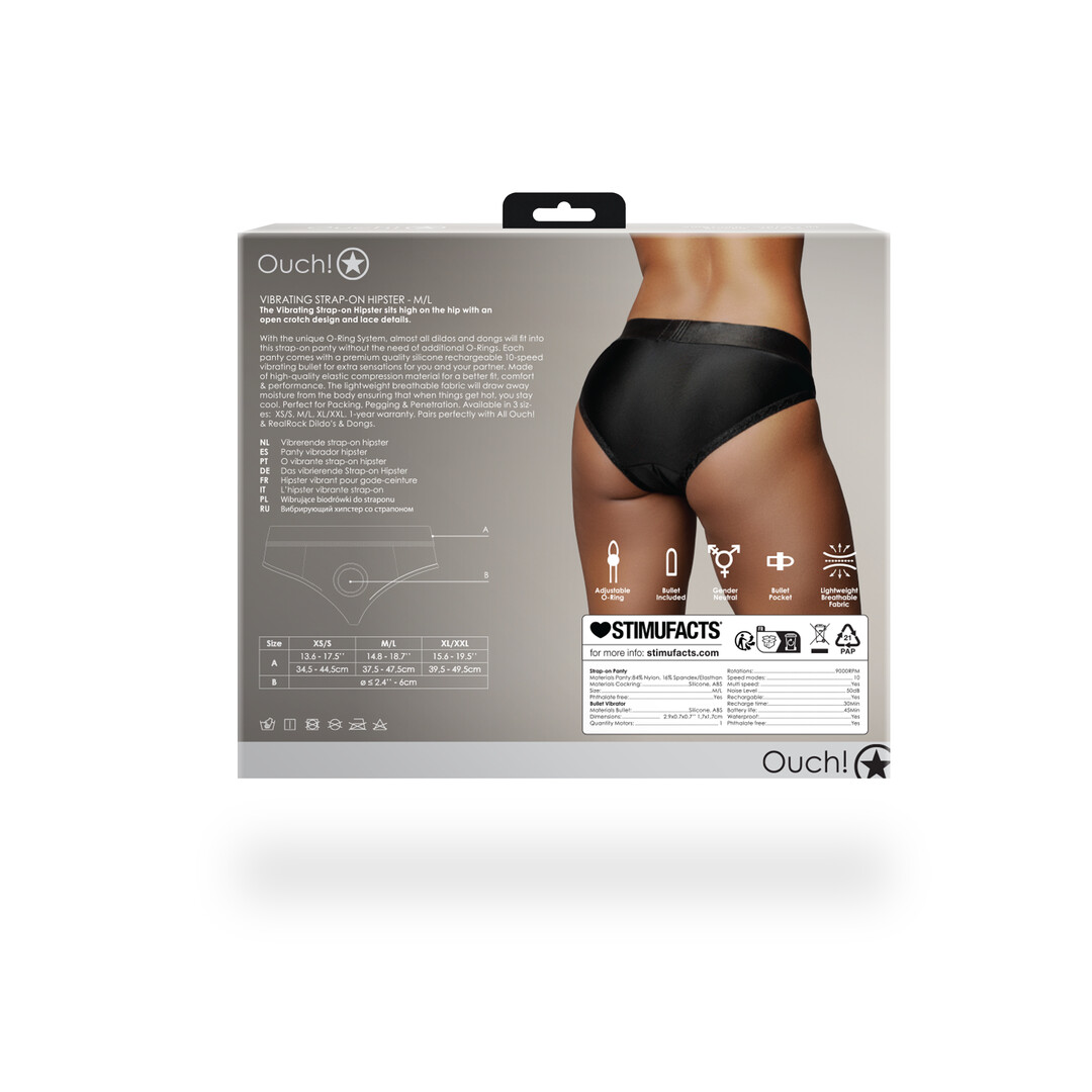 Vibrerende Strap-on Hipster - M/L - Zwart - Afbeelding 4