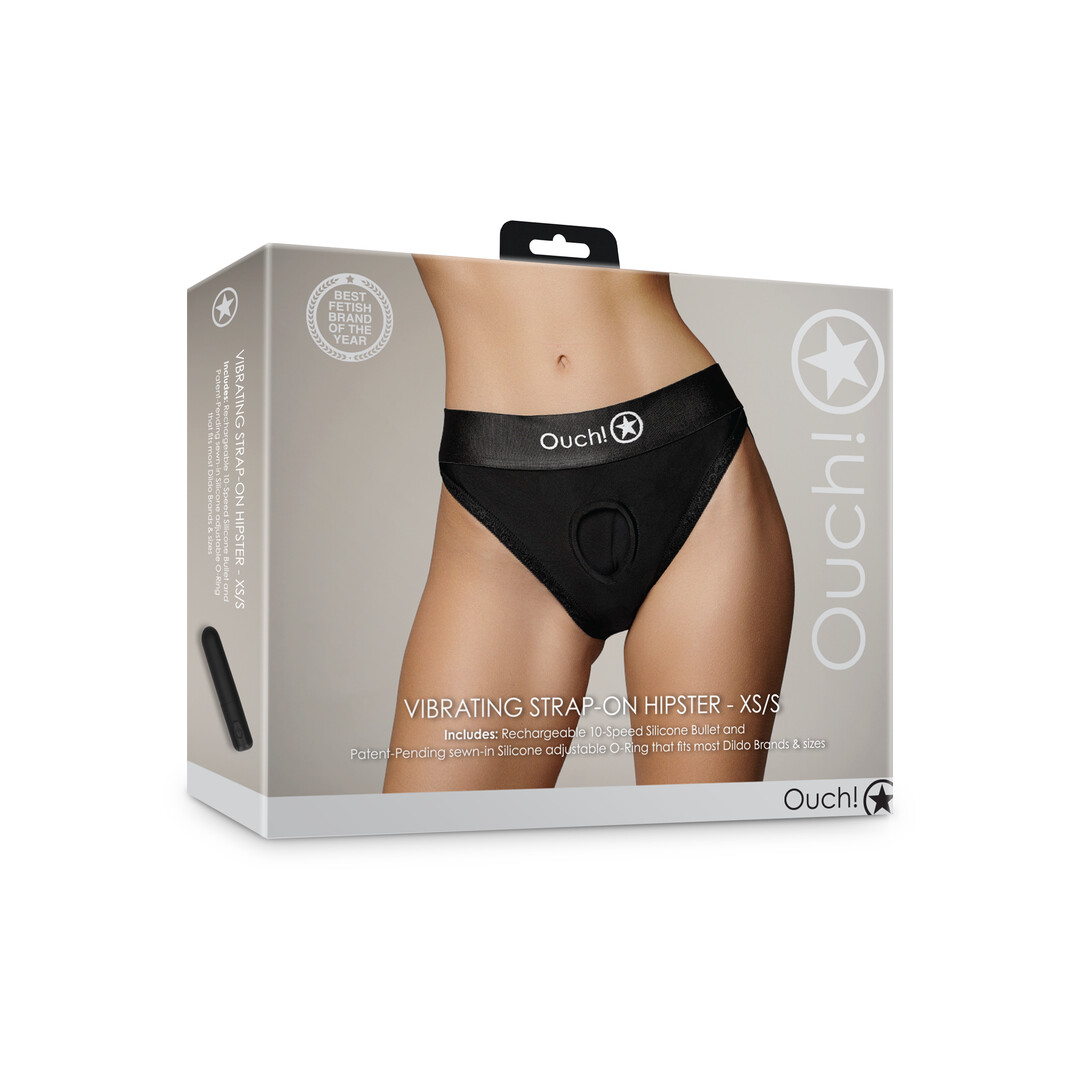 Vibrerende Strap-on Hipster - XS/S - Zwart - Afbeelding 2