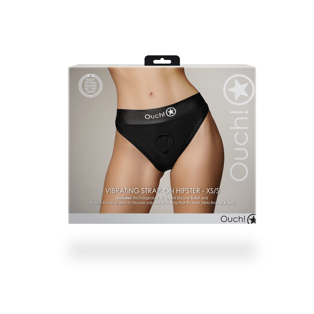 Vibrerende Strap-on Hipster - XS/S - Zwart - Afbeelding 3
