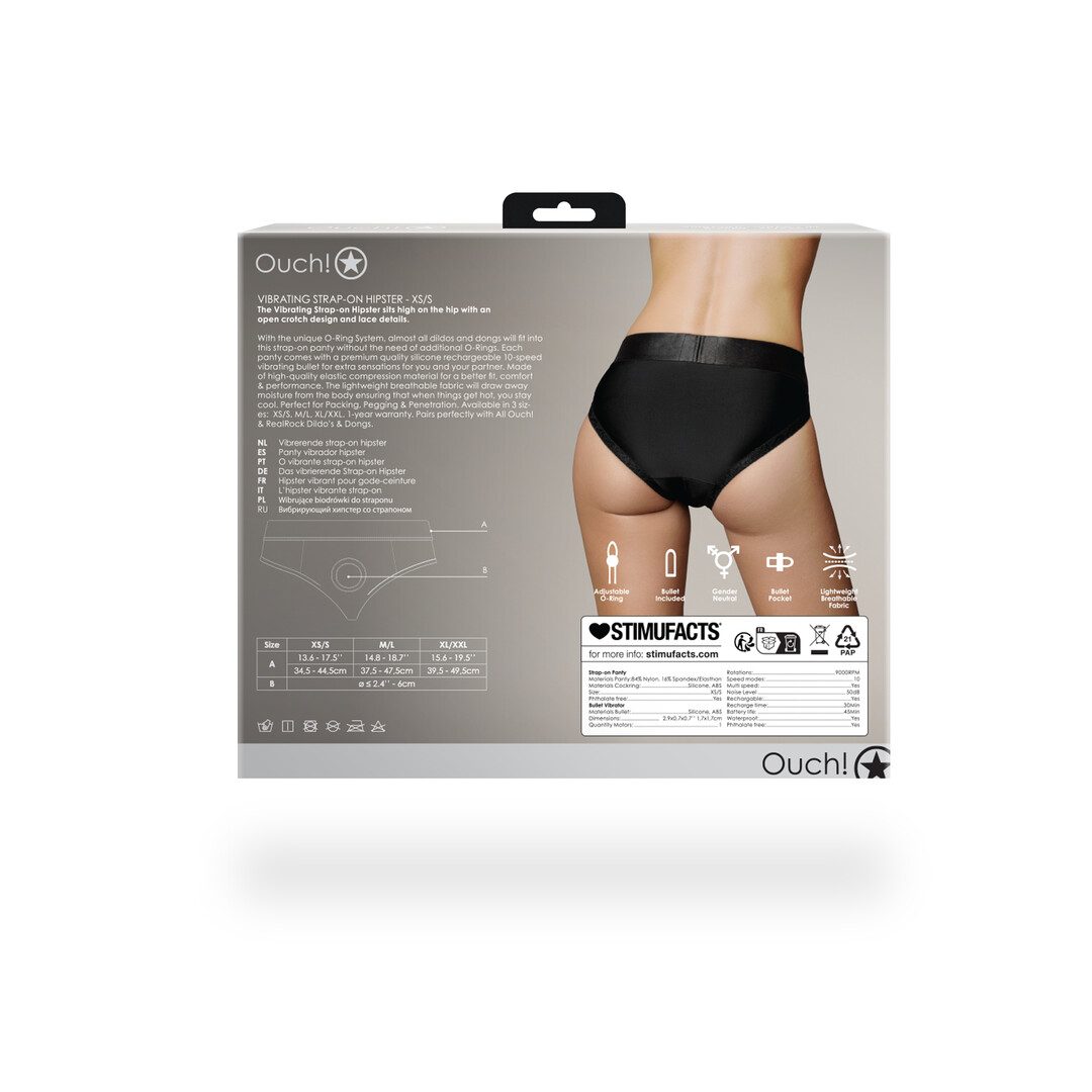 Vibrerende Strap-on Hipster - XS/S - Zwart - Afbeelding 4