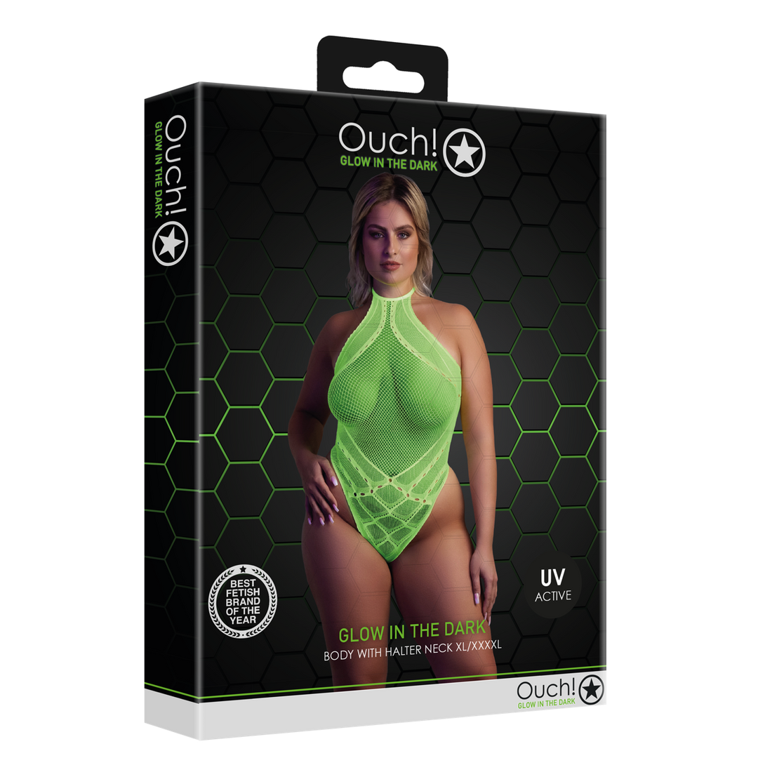 Body met Halternek - Plus Size - Neon Groen - Afbeelding 2