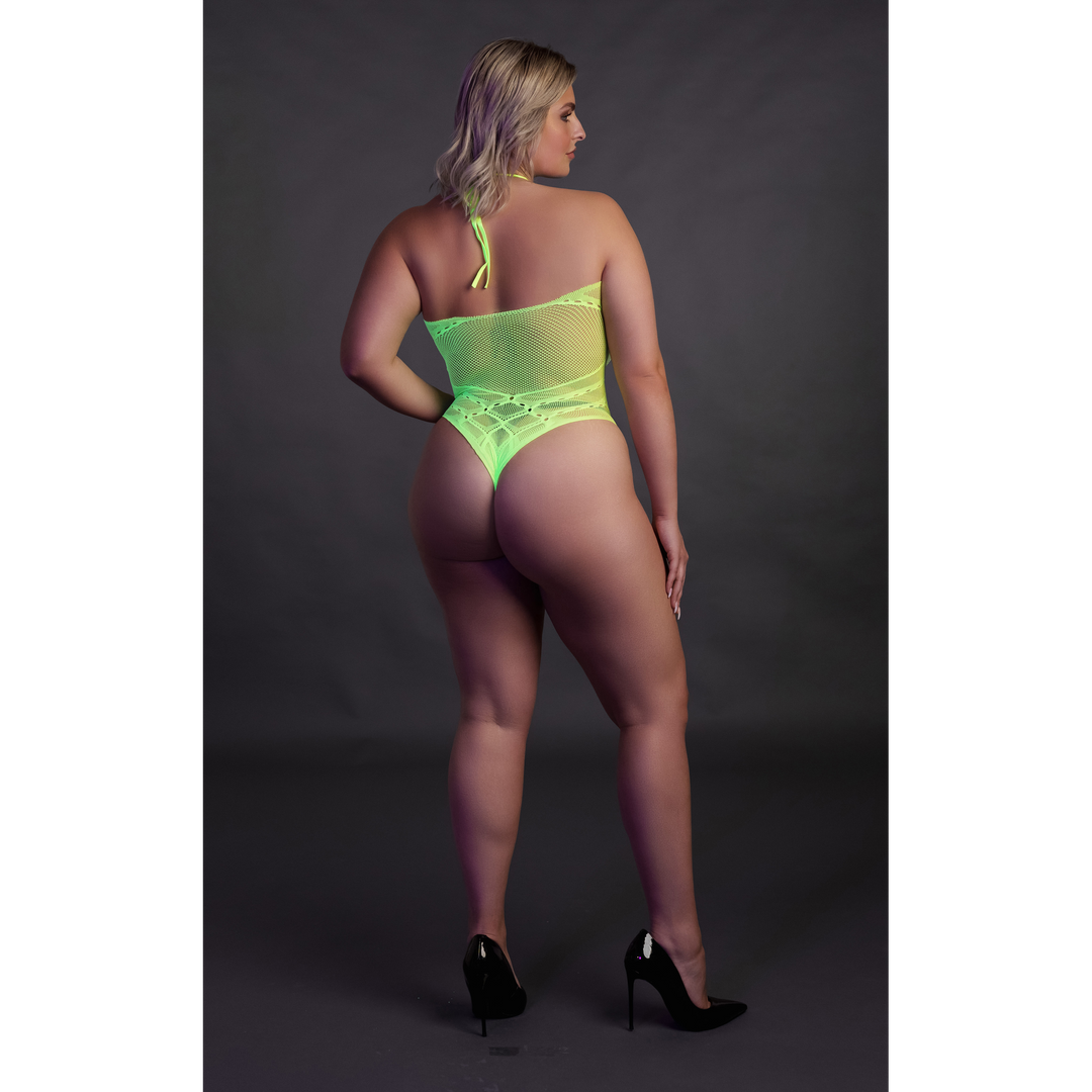 Body met Halternek - Plus Size - Neon Groen - Afbeelding 5