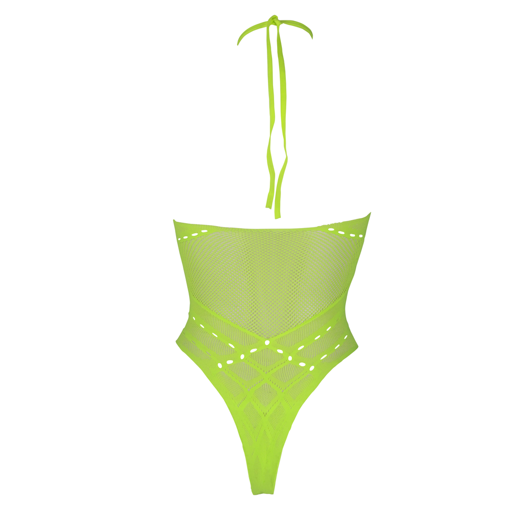 Body met Halternek - Plus Size - Neon Groen - Afbeelding 7